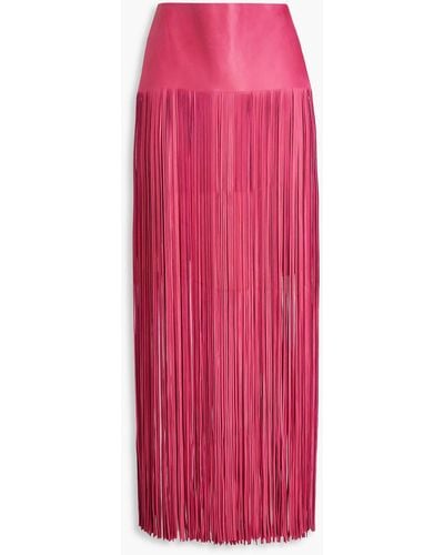 Valentino Garavani Fringed Leather Maxi Skirt - Pink