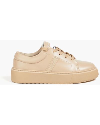 Ganni Faux Leather Trainers - Natural