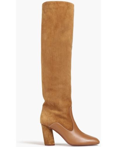 Zimmermann Suede And Leather Thigh Boots - Brown