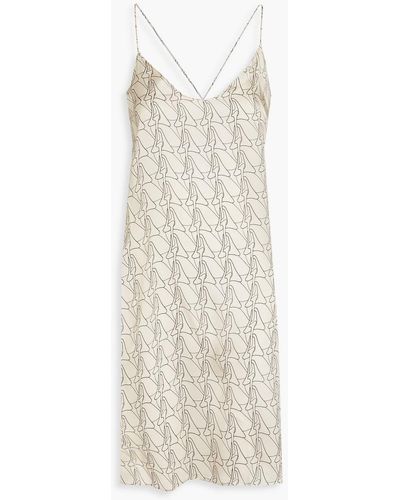 Aeron Printed Silk-satin Mini Slip Dress - White