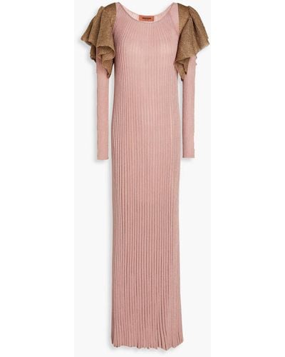 Missoni Two-tone Crochet-knit Cupro Maxi Dress - Pink