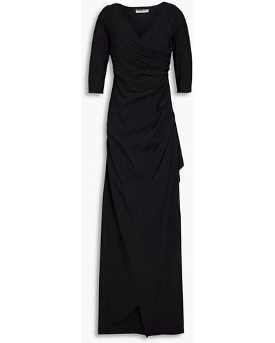 La Petite Robe Di Chiara Boni Delia Wrap-effect Metallic Printed Jersey Maxi Dress - Black