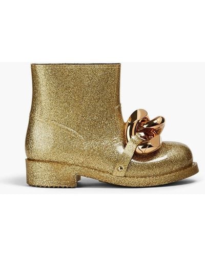 JW Anderson Glittered Chain-embellished Rubber Rain Boots - Natural