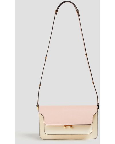 Marni Trunk Color-block Textured-leather Shoulder Bag - Natural