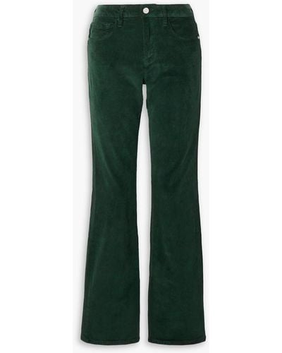 FRAME Le Mini Boot Cotton-blend Corduroy Flared Pants - Green