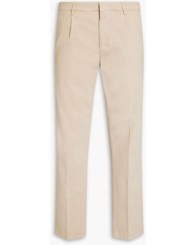 Dunhill Pleated Cotton-blend Chinos - Natural