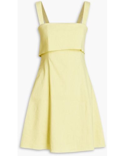 Theory Draped Linen-blend Mini Dress - Yellow