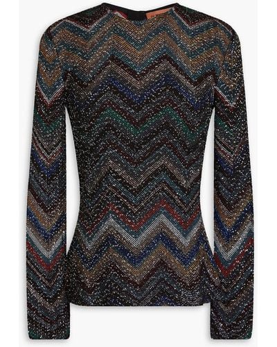 Missoni Sequin-embellished Crochet-knit Top - Black