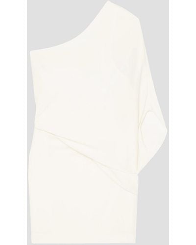 Halston One-shoulder Layered Crepe Mini Dress - White