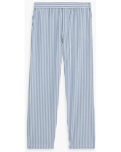 Hamilton and Hare Striped Cotton-poplin Pyjama Trousers - Blue