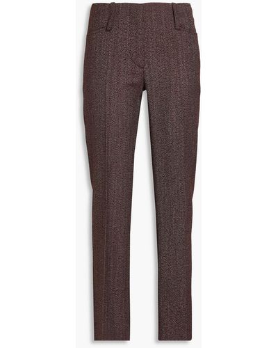 Victoria Beckham Herringbone Wool Straight-leg Trousers - Brown