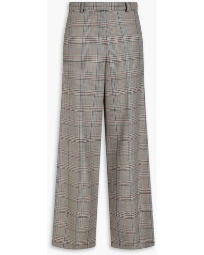 Rosetta Getty Prince Of Wales Checked Wool-tweed Wide-leg Trousers - Grey
