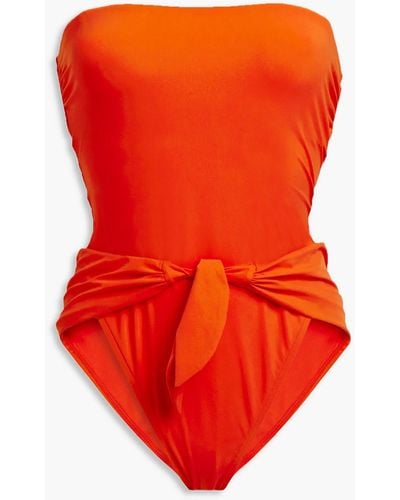 Zimmermann Tie-front Cutout Bandeau Swimsuit - Red
