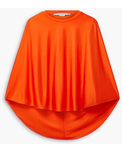Stella McCartney Asymmetrische bluse aus neonfarbenem glänzendem jersey - Orange