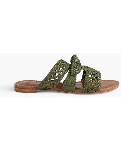Alexandre Birman Clarita Bow-embellished Woven Leather Sandals - Green