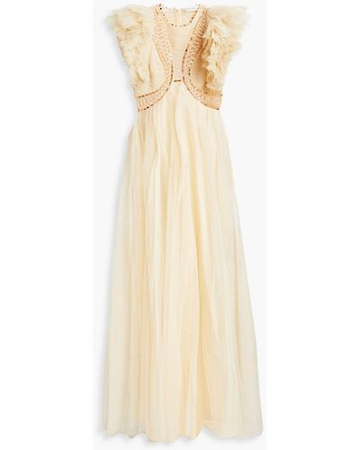Zimmermann Bead-embellished Glittered Tulle Maxi Dress - White