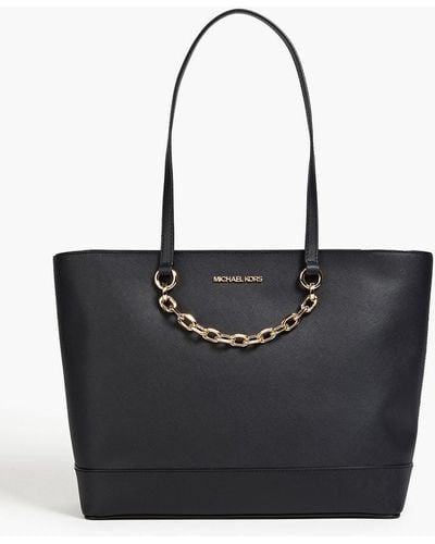 MICHAEL Michael Kors Jet Set Chain-embellished Faux Textured-leather Tote - Black