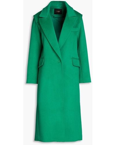 Maje Givera Wool-blend Brushed-felt Coat - Green