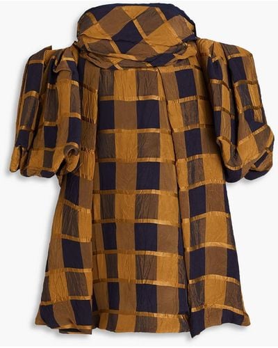 Khaite Strapless Checked Jacquard Mini Dress - Brown