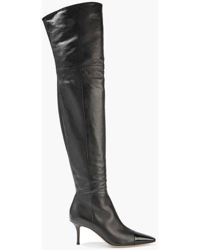 Gianvito Rossi Stefanie Smooth And Patent-leather Thigh Boots - Black