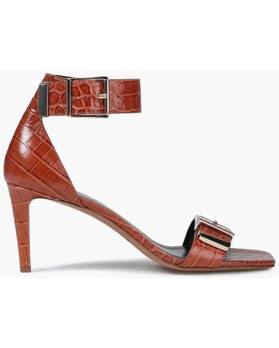 Zimmermann Buckled Croc-effect Leather Sandals - Brown