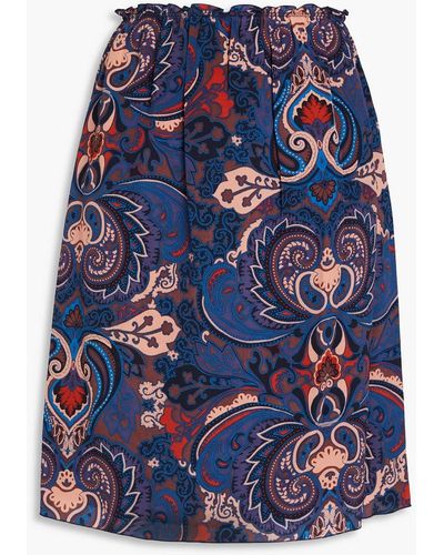 See By Chloé Paisley-print Silk Crepe De Chine Skirt - Blue
