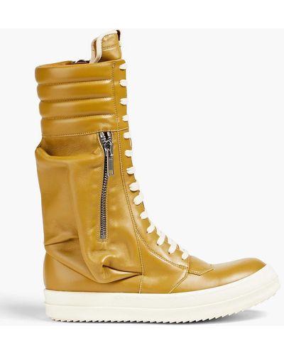 Rick Owens Leather High-top Trainers - Yellow