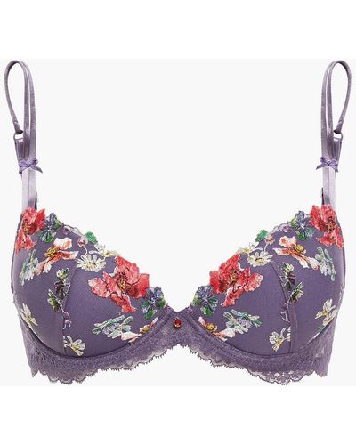 Lise Charmel Rêve Orchidée Embroidered Tulle Push-up Bra - Purple