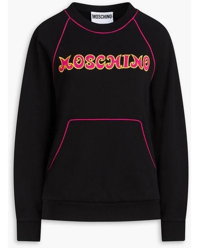 Moschino Sweatshirt aus baumwollfrottee mit applikationen - Schwarz