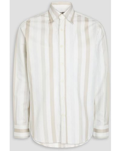 Canali Striped cotton-poplin shirt - Weiß