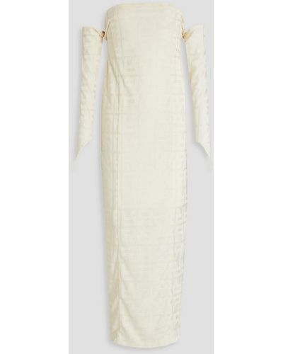 ROTATE BIRGER CHRISTENSEN Strapless Convertible Jacquard-knit Midi Dress - White