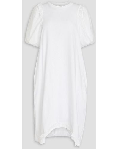 Simone Rocha Tulle-trimmed Ruffled Cotton-jersey Dress - White