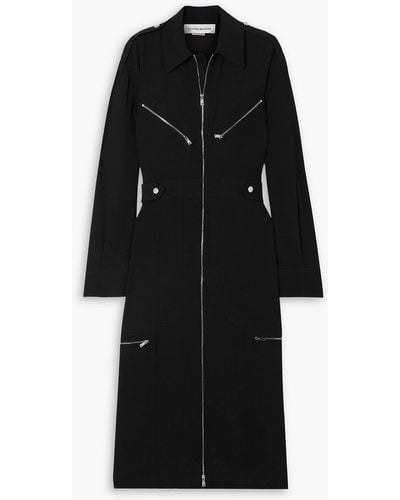 Victoria Beckham Zip-detailed Crepe Midi Shirt Dress - Black