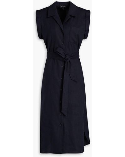 Rag & Bone Helena Belted Linen-blend Midi Shirt Dress - Blue