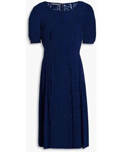 Alberta Ferretti Pleated Jacquard Dress - Blue