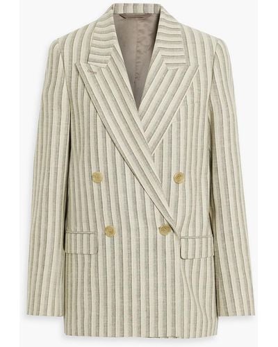 Acne Studios Double-breasted Striped Wool And Cotton-blend Tweed Blazer - White
