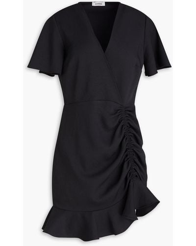 Sandro Albi Ruffled Stretch-knit Mini Dress - Black
