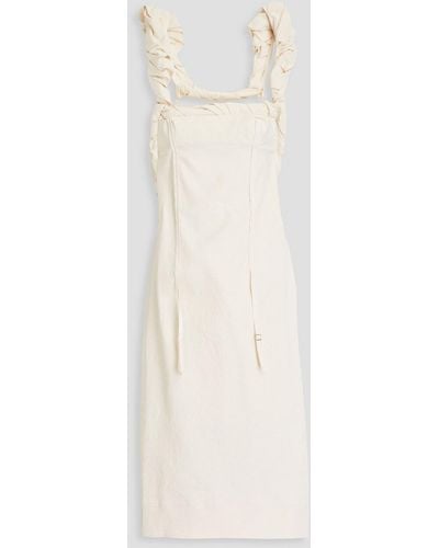 Jacquemus Crema Twisted Cotton-piqué Dress - White