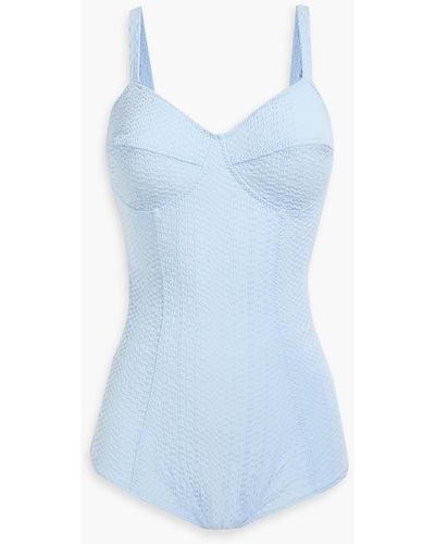 Lisa Marie Fernandez Seersucker Swimsuit - Blue