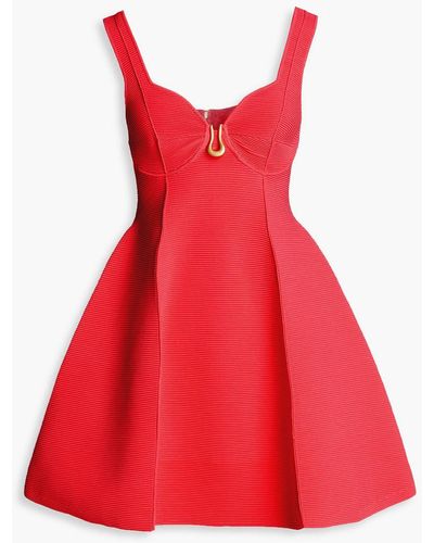 Aje. Cast Embellished Ribbed-knit Mini Dress - Red
