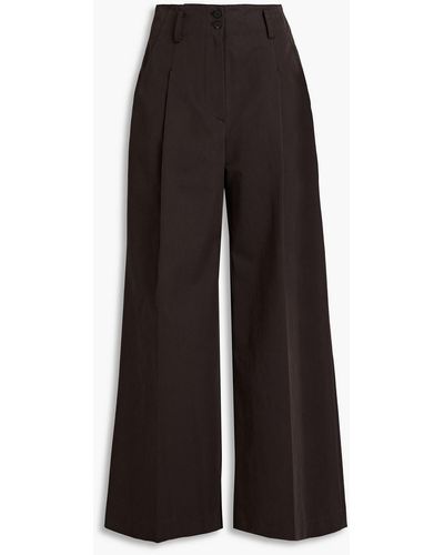 LVIR Cotton-blend Twill Wide-leg Trousers - Brown