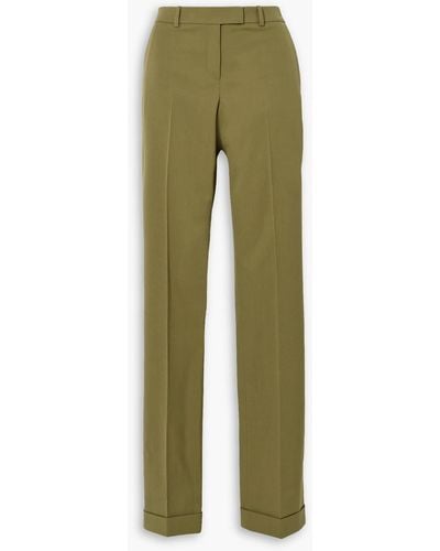 Michael Kors Carolyn Wool-blend Twill Straight-leg Trousers - Green