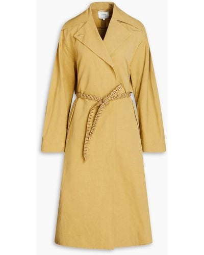 Vince Cotton And Linen-blend Trench Coat - Yellow
