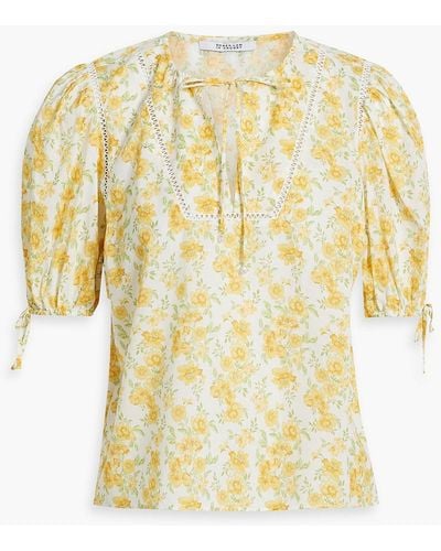 10 Crosby Derek Lam Nora Floral-print Cotton-gauze Top - Yellow