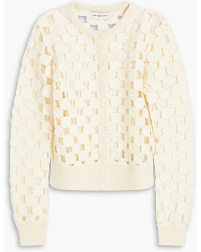 Tory Burch Crochet-knit Wool-blend Cardigan - White