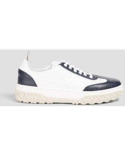 Thom Browne Court Smooth And Textured-leather Trainers - Metallic