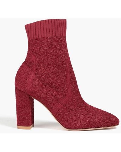 Gianvito Rossi Isa Bouclé-knit Sock Boots - Red