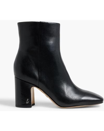 Sam Edelman Fawn Leather Ankle Boots - Black