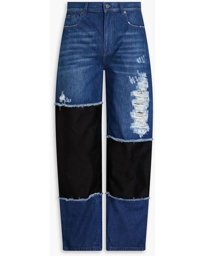 JW Anderson Distressed Two-tone Denim Jeans - Blue