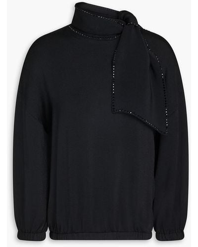 Emporio Armani Crystal-embellished Knitted Sweater - Black